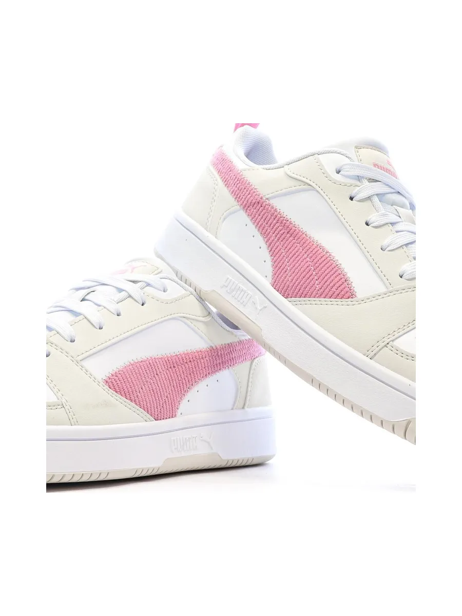 Baskets Ecru/Rose Fille Puma Rebound V6 Lo Cord 8