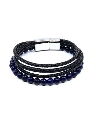 Bracelet Lilas - cuir et pierres naturelles 5
