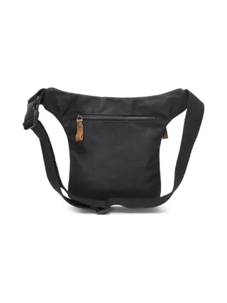JEFF - Pochette banane en cuir véritable et toile enduite - Bleu 28