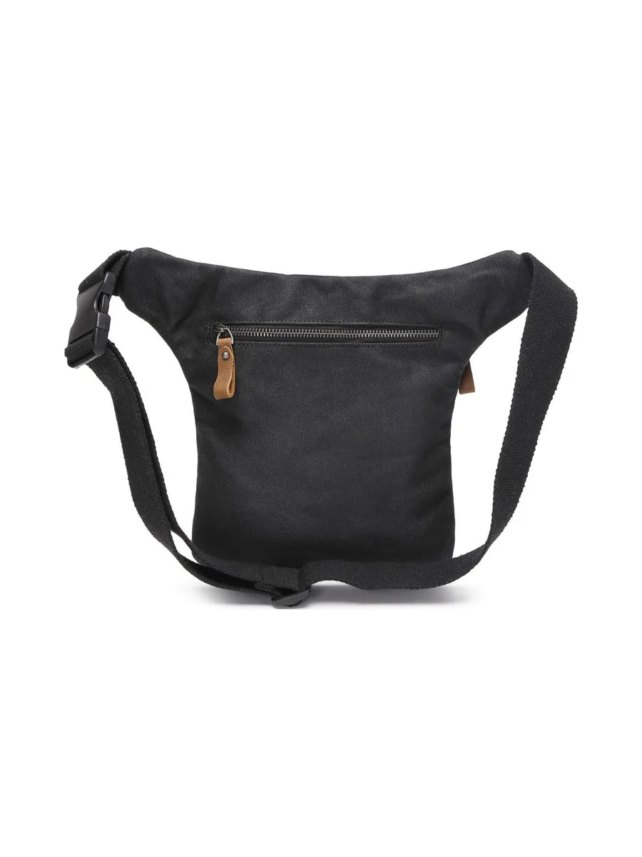 JEFF - Pochette banane en cuir véritable et toile enduite - Bleu 60