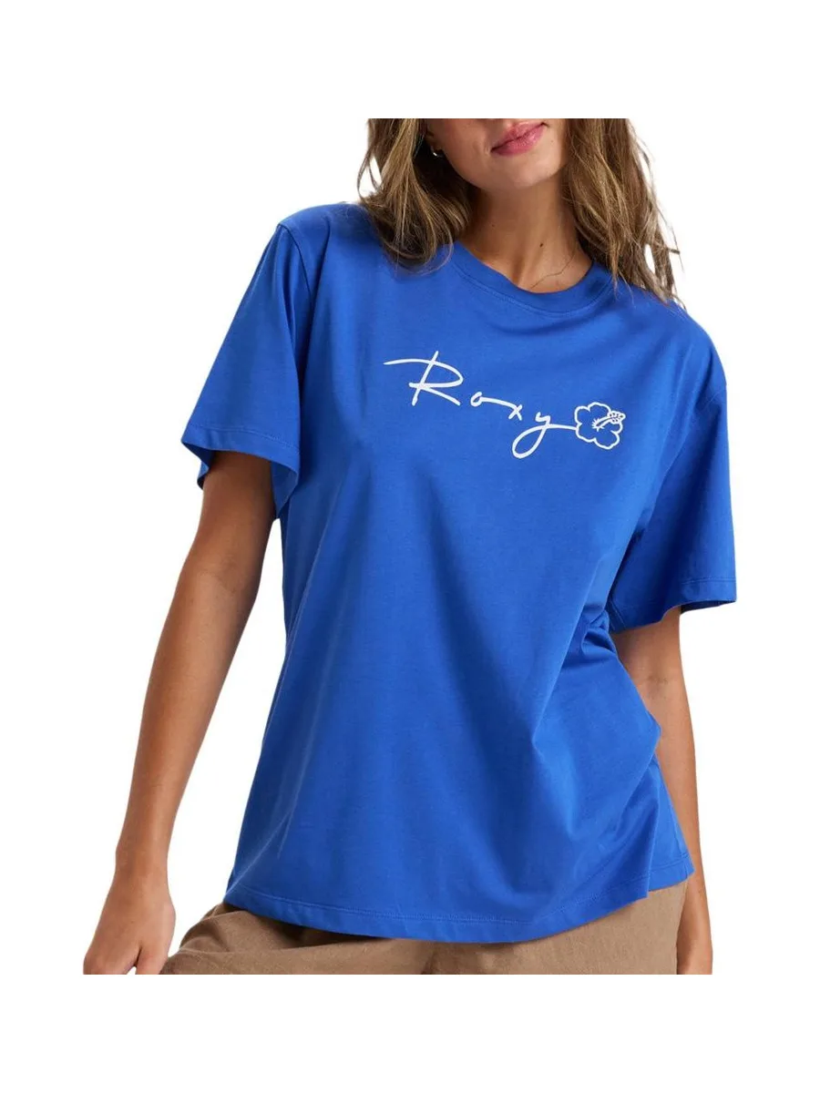 T-Shirt Bleu Femme Roxy Hangloose 2
