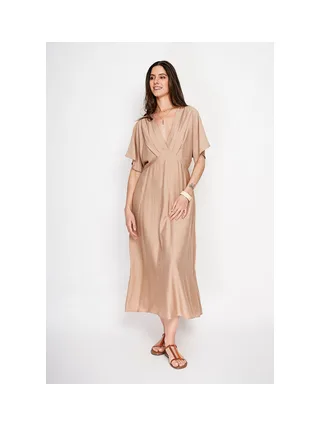 Robe longue col V à manches chauve-souris 1