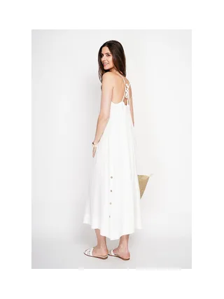 Robe longue en bretelle boutonnage sur les cotes 3