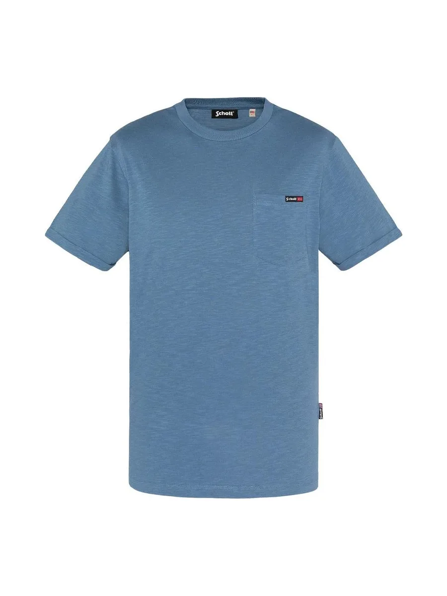 T-Shirt Bleu Homme Schott TSKEA1 2
