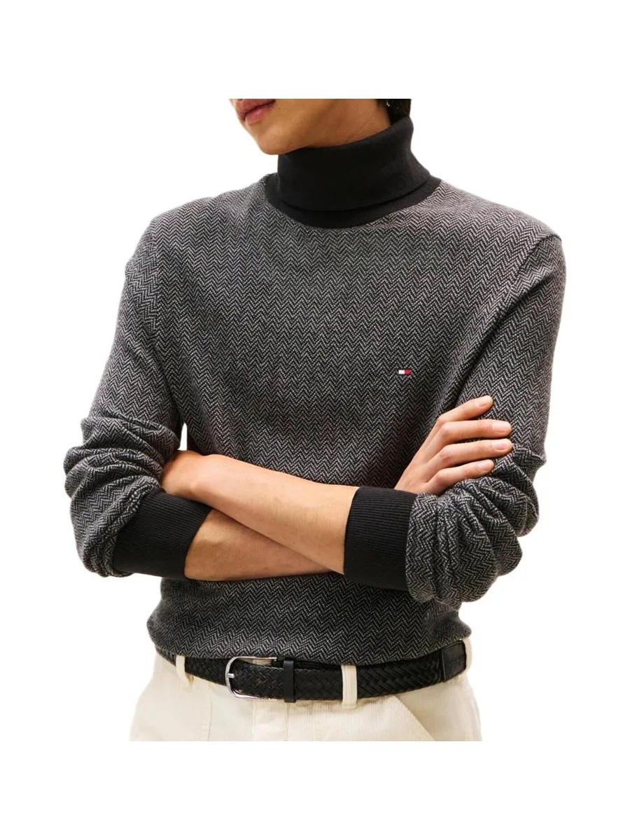 Pull Gris Chiné Homme Tommy Hilfiger Pima MW0MW40446 2