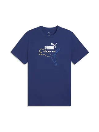 T-Shirt Bleu Logo Graphique Homme Puma Summer 1