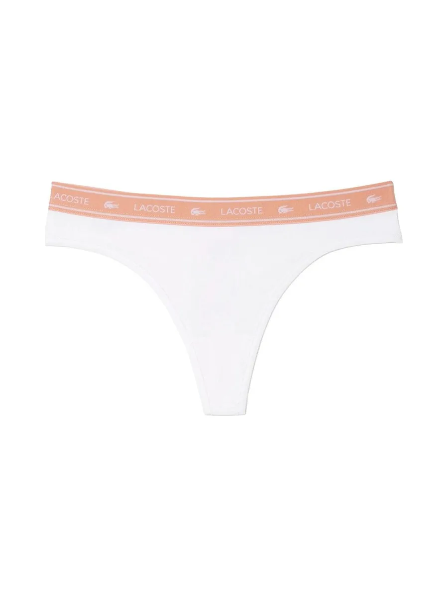 Tanga Blanc/Rose Femme Lacoste More 2