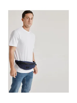FLO - Sac banane en cuir véritable et toile enduite - Bleu 5