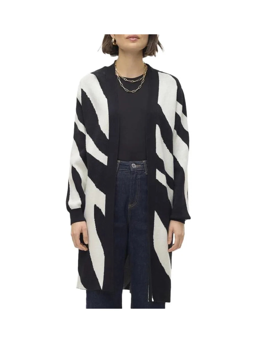 Gilet Long Blanc/Noir Imprimé Femme Vero Moda Nancy Open 1