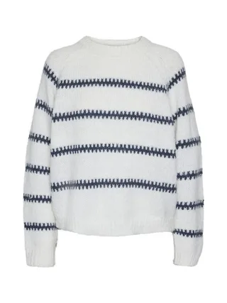 Pull Blanc/Marine Femme Pieces Sonja 1