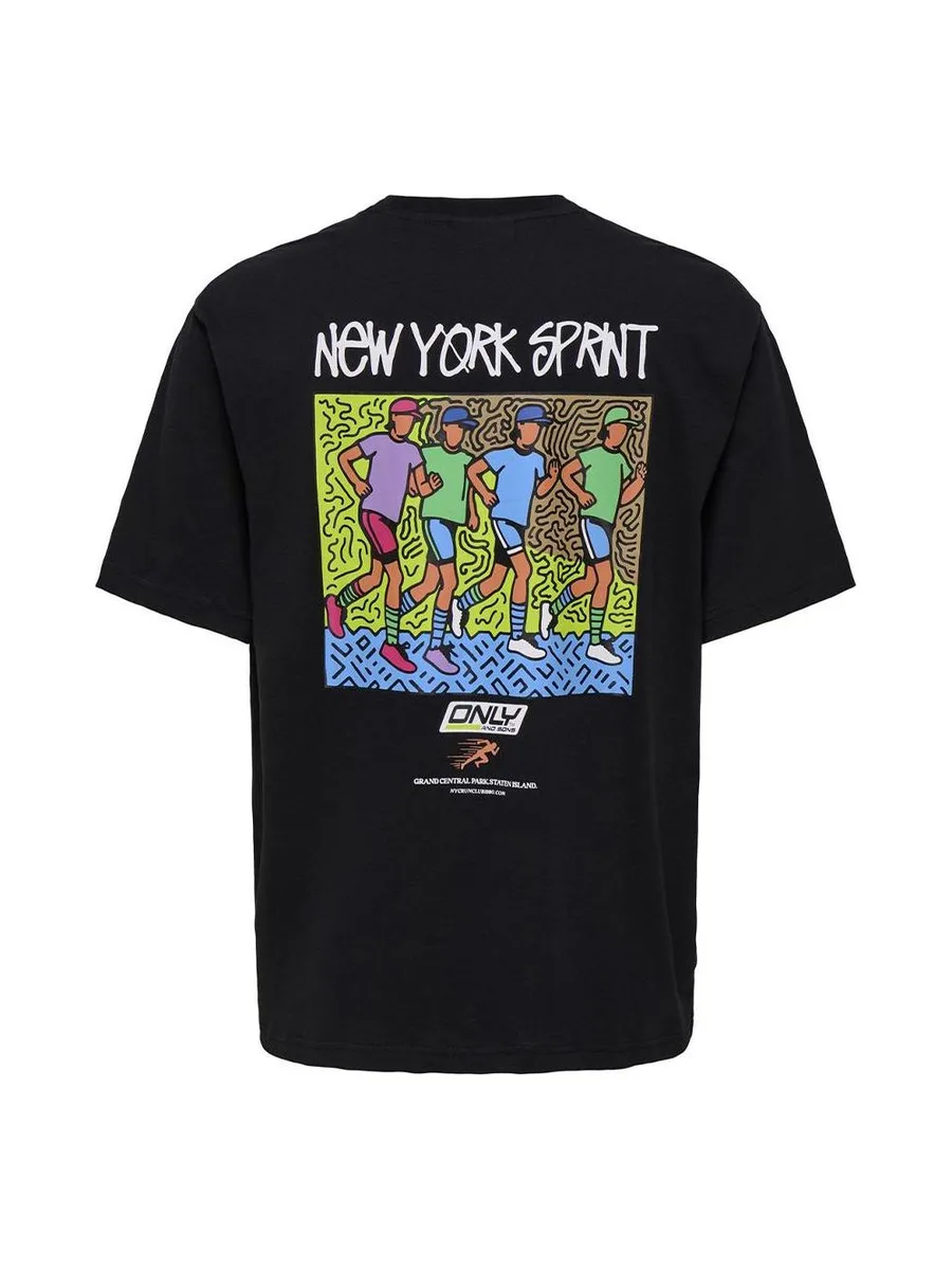 T-shirt Noir Homme Only & Sons print Logo Rlx 3