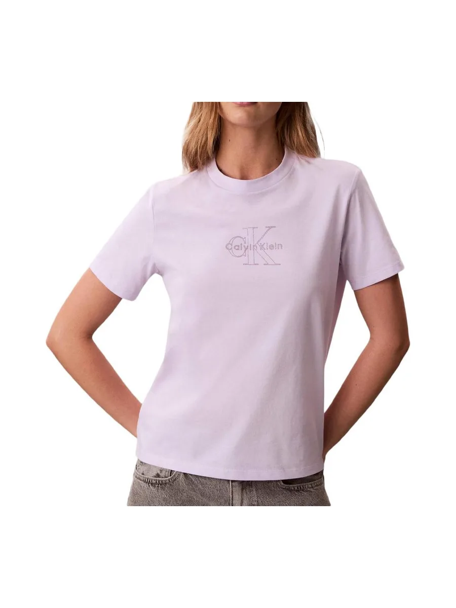 T-Shirt Violet Femme Calvin Klein Jeans Clasic Monologo 2