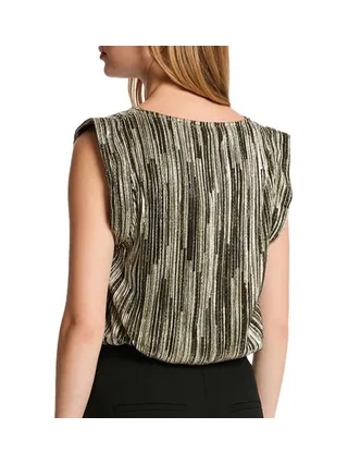T-Shirt Noir/Doré Femme Morgan Plisse Foil 2