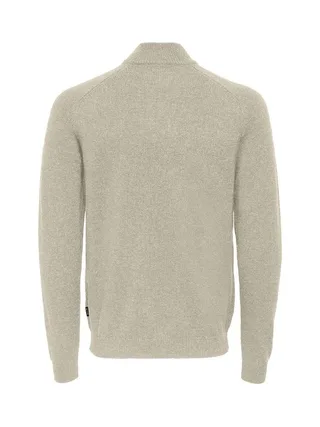 Pull 1/4 Zip Beige Homme Only & Sons Reg 7 2