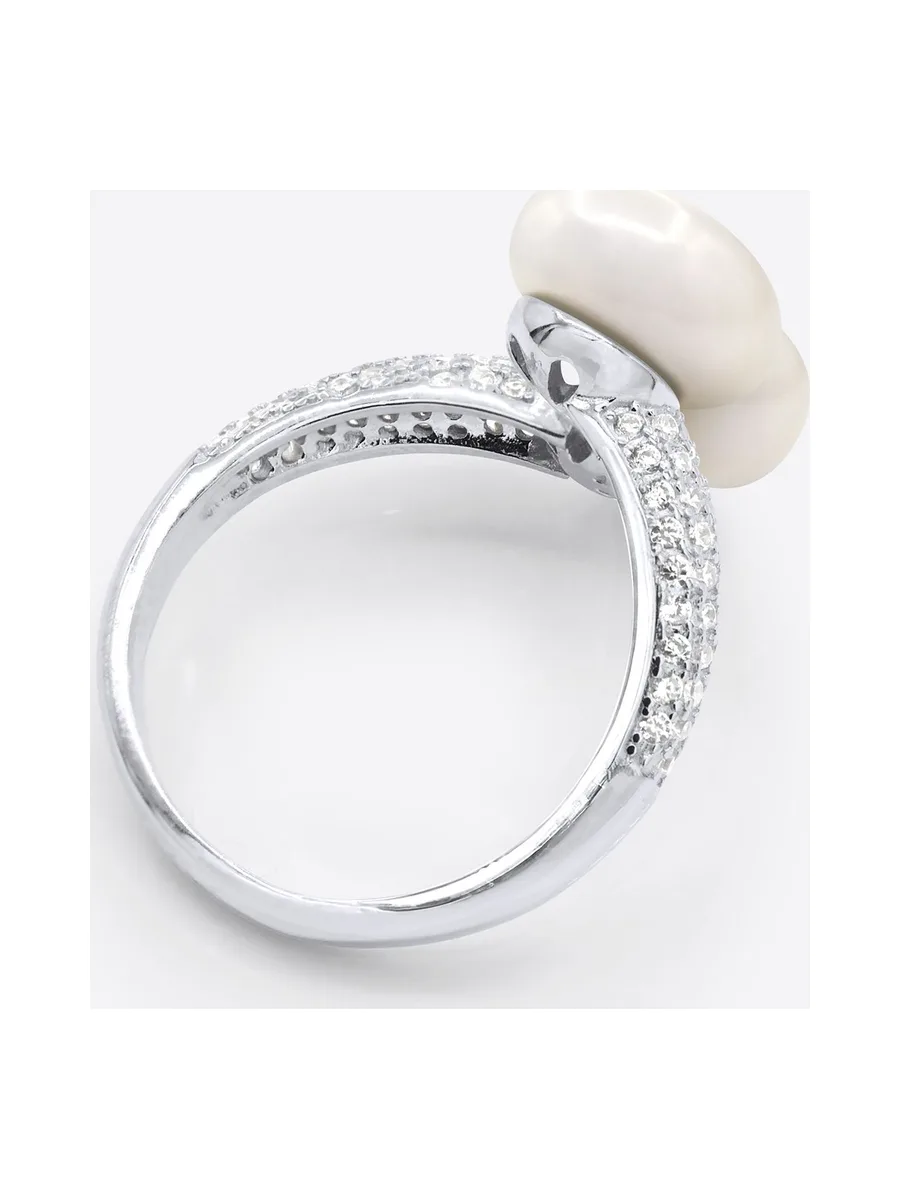 Bague Toi & Moi Véritables Perles d'Eau Douce Rondes 8-9 mm — Argent 925 Millièmes Rhodié 5