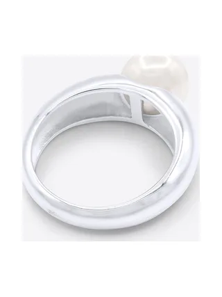 Bague Jonc Véritable Perle d'Eau Douce Ronde 8-9 mm — Or Blanc 375 Millièmes 5