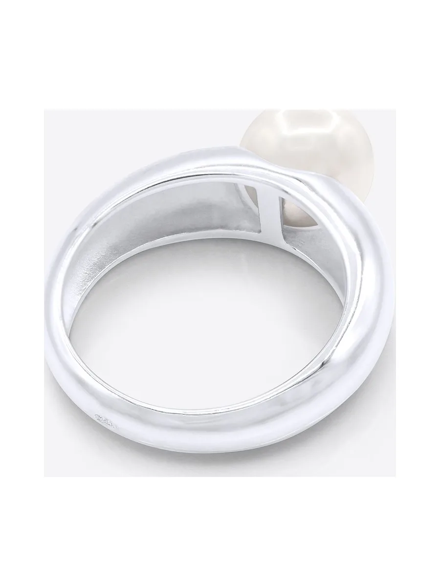 Bague Jonc Véritable Perle d'Eau Douce Ronde 8-9 mm — Or Blanc 375 Millièmes 5