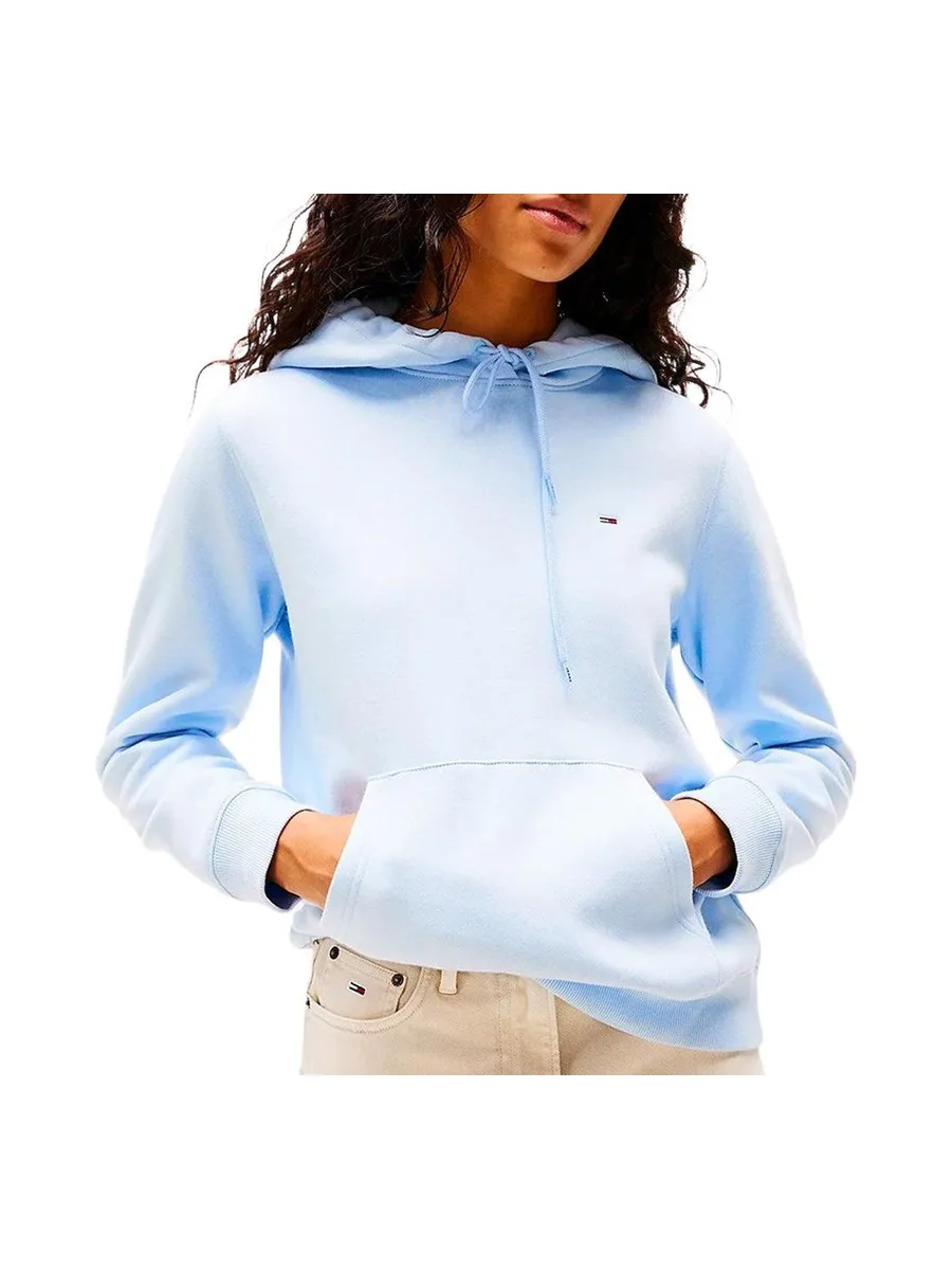 Sweat à Capuche Bleu Clair Femme Tommy Hilfiger Flag1 2