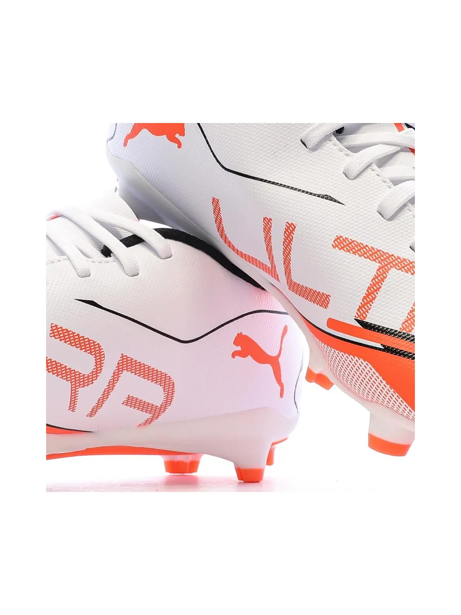 Chaussures de Foot Blanc/Orange Junior Puma Ultra 5 Play FG/AG 8