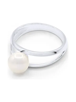 Bague Véritable Perle d'Eau Douce Ronde 8-9 mm — Or Blanc 375 Millièmes 1