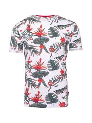 T-shirt Blanc/Rouge Homme La Maison Blaggio Fleur 1