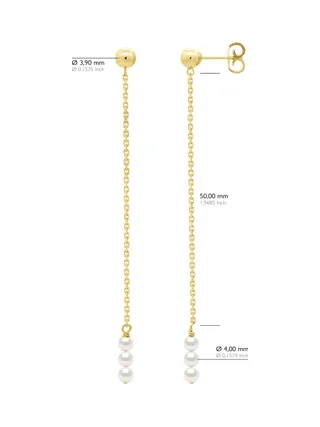 Boucles d'Oreilles Véritables Perles d'Eau Douce Rondes 4-5 mm — Or Jaune 375 Millièmes 2