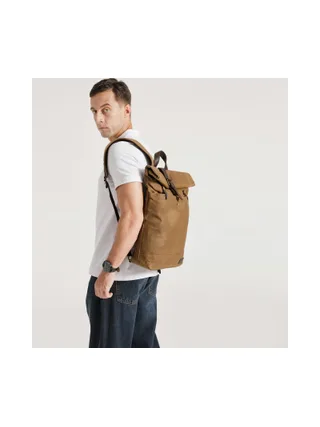 STAN - Sac à dos en cuir véritable et toile enduite - Bleu 16