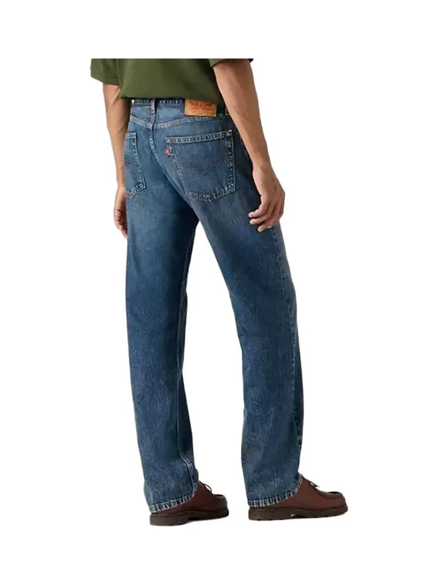 Jean 555 Bleu Foncé Délavé Homme Levi's Relaxed Straight Med Indig 3