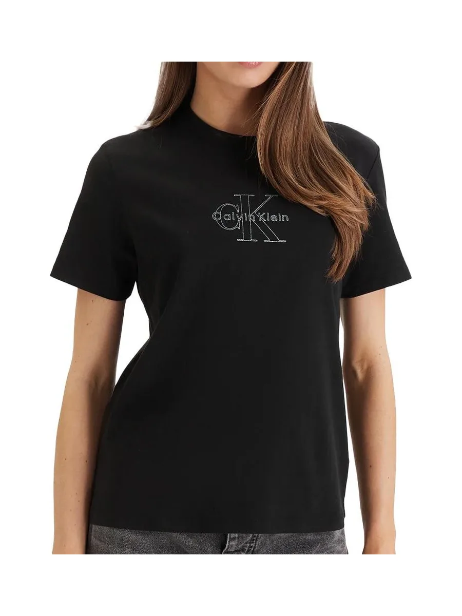 T-Shirt Noir Femme Calvin Klein Jeans Ss Clasic 2