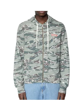 Sweat Zippé Kaki à Motifs Homme Diesel A06855 1