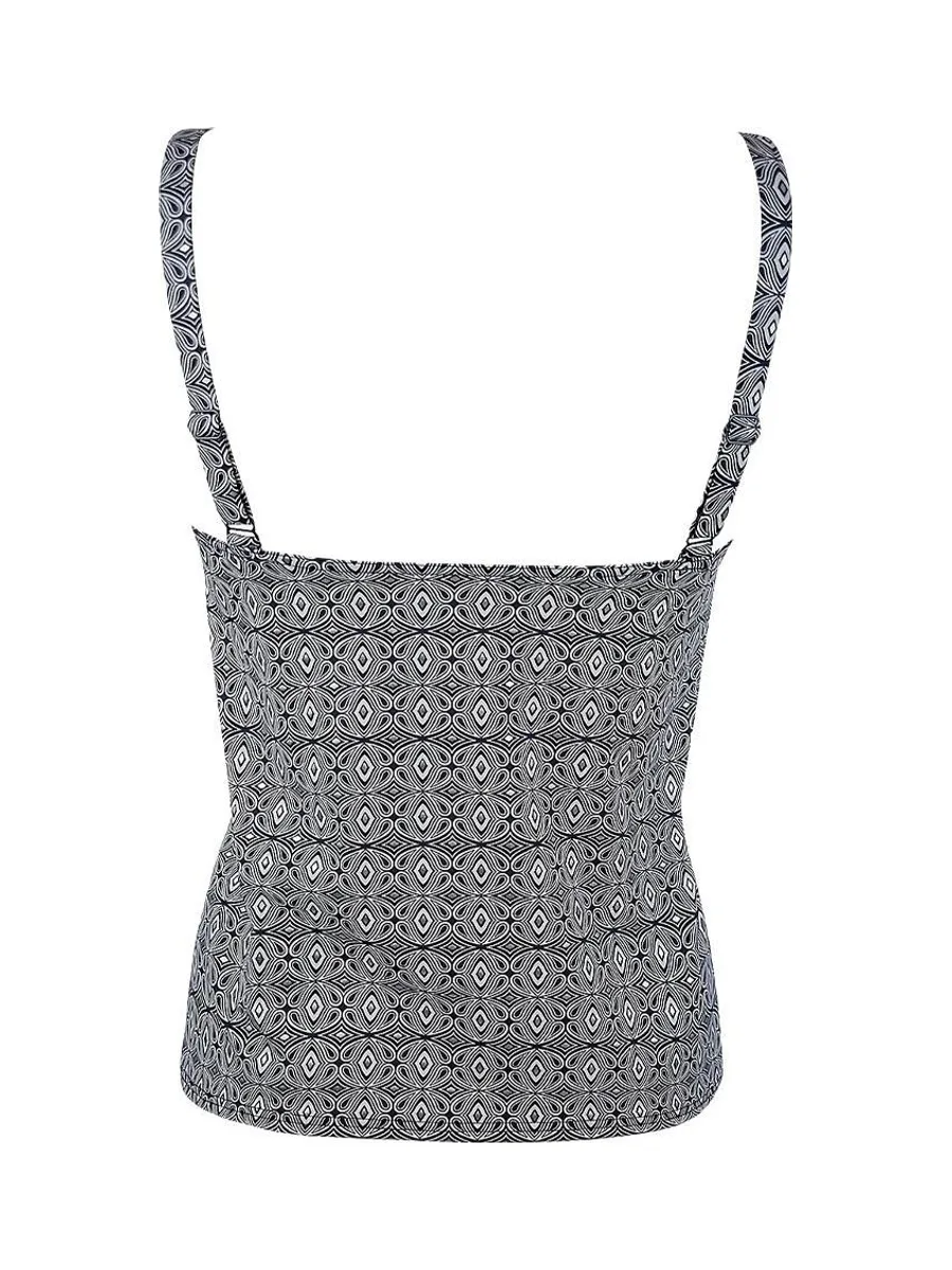 Haut de Maillot de Bain Noir/Blanc Femme Grain de Sable Tankini 3