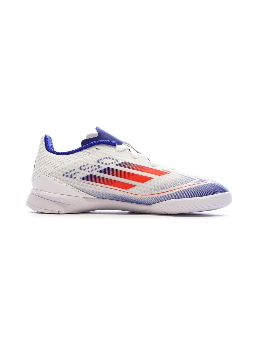Chaussures de futsal Blanches/Bleu Garçon Adidas F50 League 3