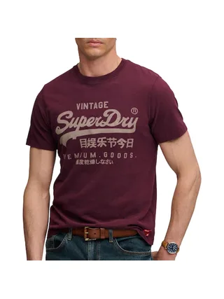 T-Shirt Bordeaux/Beige Homme Superdry Classic 1