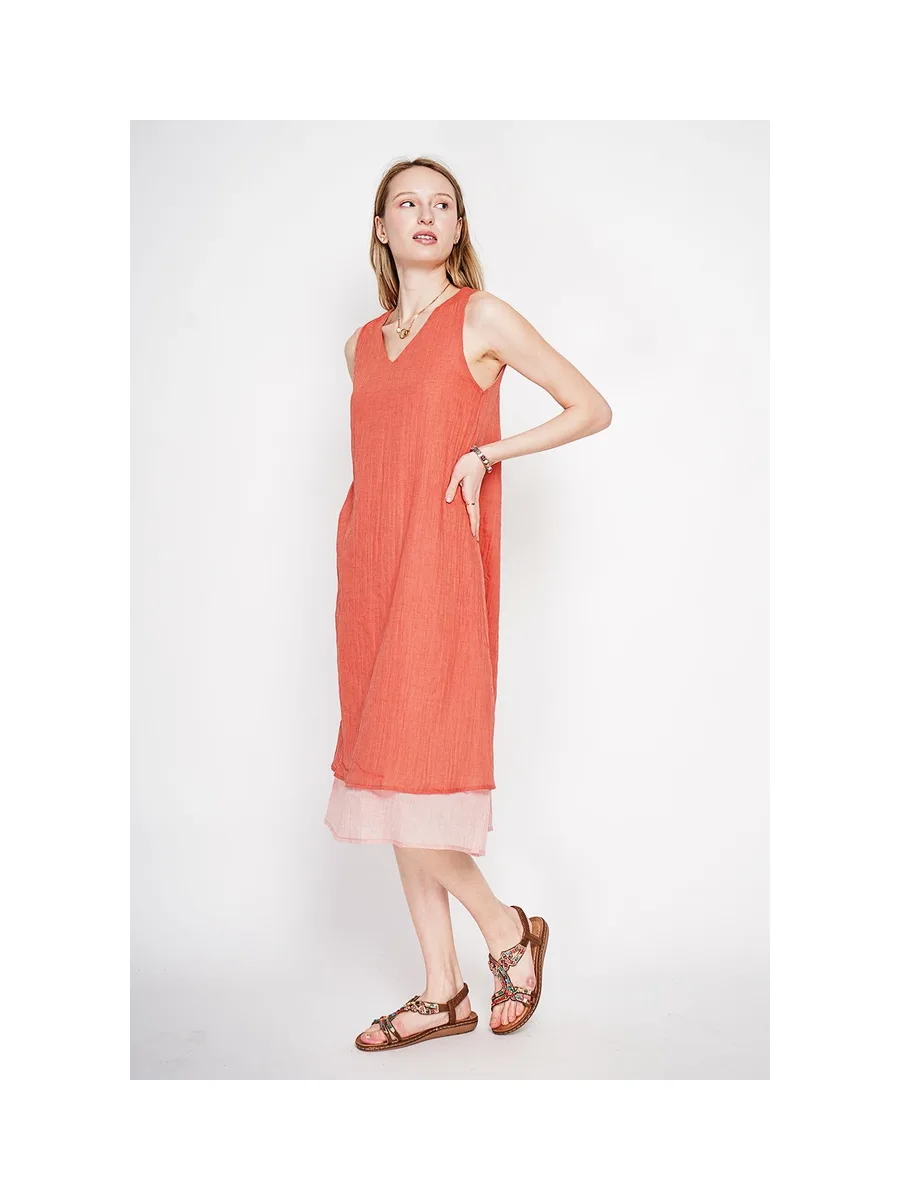 Robes doublé décontractées col v  S/M 18