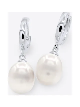 Boucles d'Oreilles Véritables Perles d'Eau Douce Poires 8-9 mm — Argent 925 Millièmes Rhodié 1