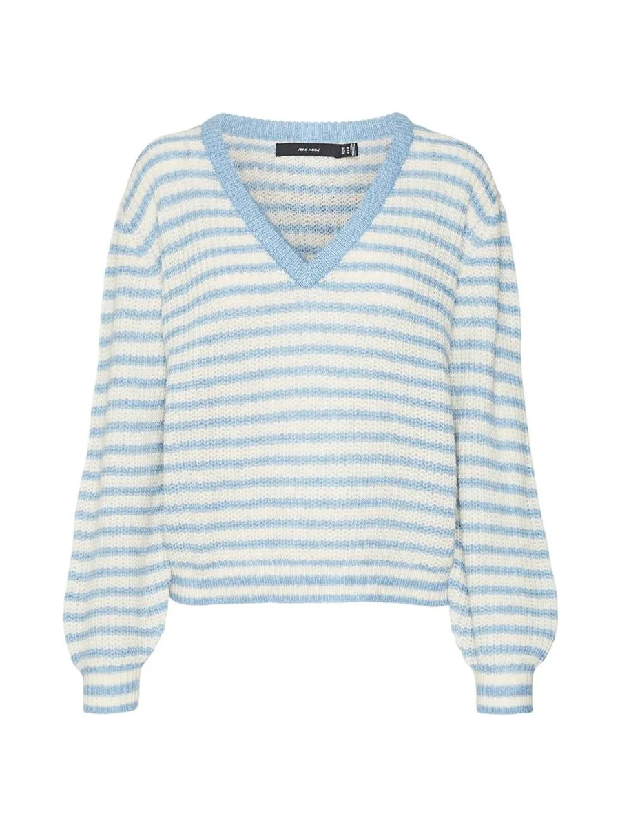 Pull Bleu/Écru Femme Vero Moda Mearth 2