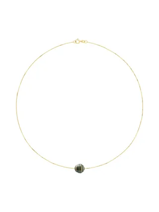 Collier Maille Forçat Véritable Perle de Tahiti Cerclée 10-11 mm — Or Jaune 750 Millièmes — 42 cm 3