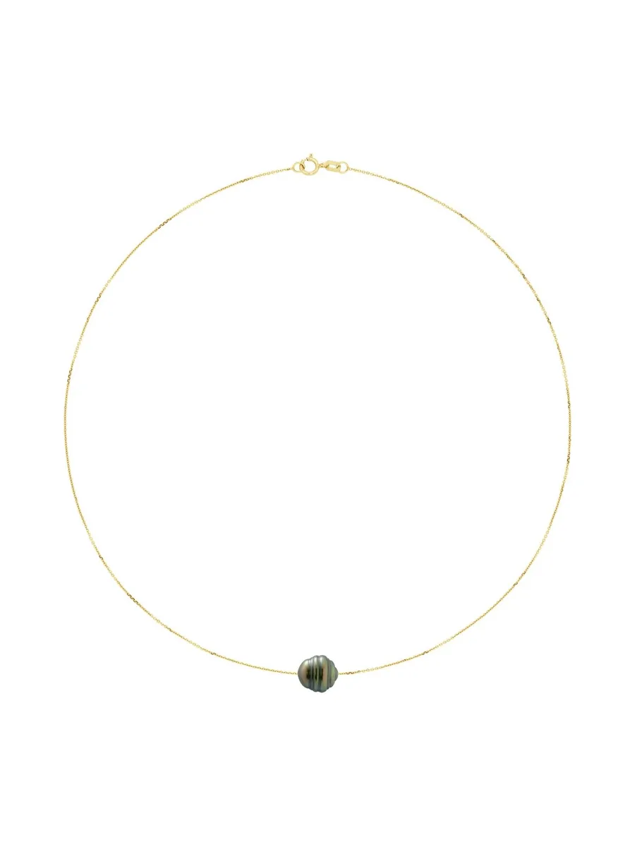 Collier Maille Forçat Véritable Perle de Tahiti Cerclée 10-11 mm — Or Jaune 750 Millièmes — 42 cm 3