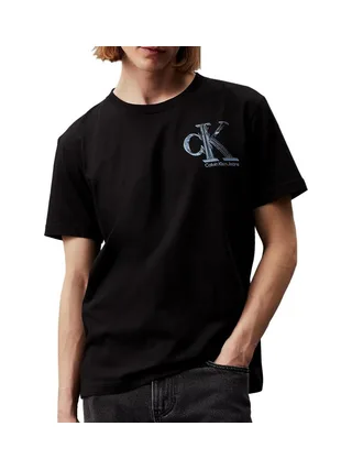 T-shirt Noir Homme Calvin Klein Jeans Meta Monogram 1