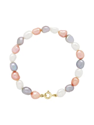 Bracelet Véritables Perles de Culture d'Eau Douce Baroques 6-7 mm — Or Jaune 375 Millièmes — 18 cm 1