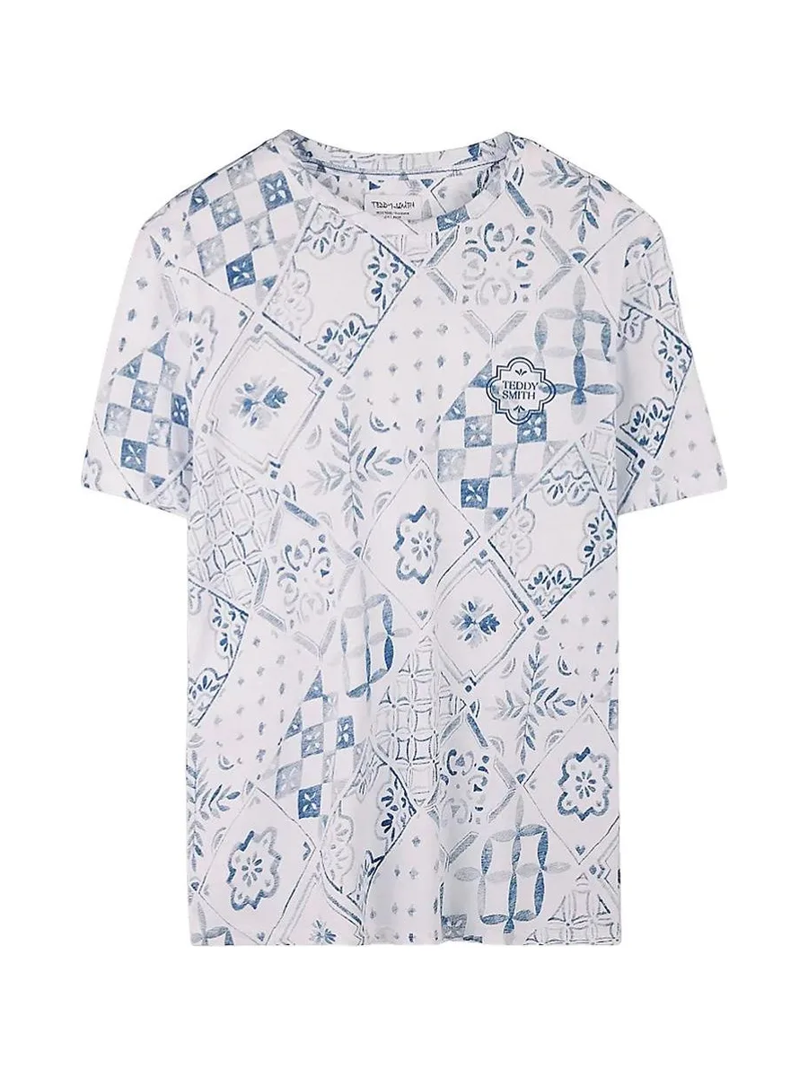 T-Shirt Bleu/Blanc Homme Teddy Smith Tareski 3