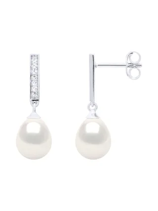 Boucles d'Oreilles Véritables Perles d'Eau Douce Poires 7-8 mm — Argent 925 Millièmes 2