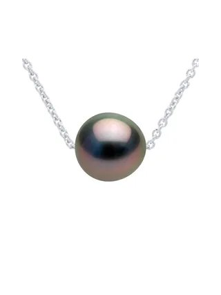 Collier Véritable Perle de Tahiti Ronde 8-9 mm — Argent 925 Millièmes Rhodié — 42 cm 1