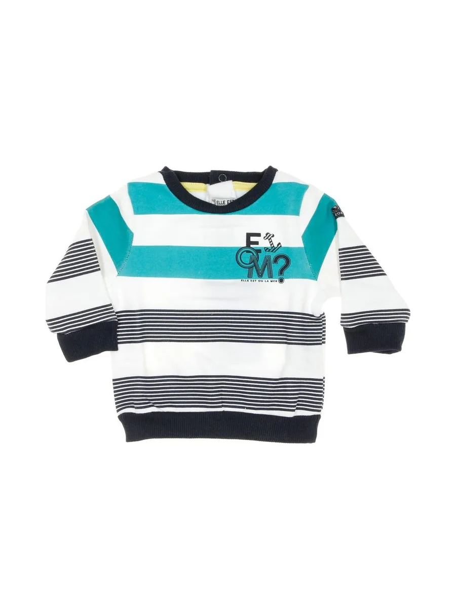 Sweat Vert/Marine à Rayures Garçon EOM Sweat 2