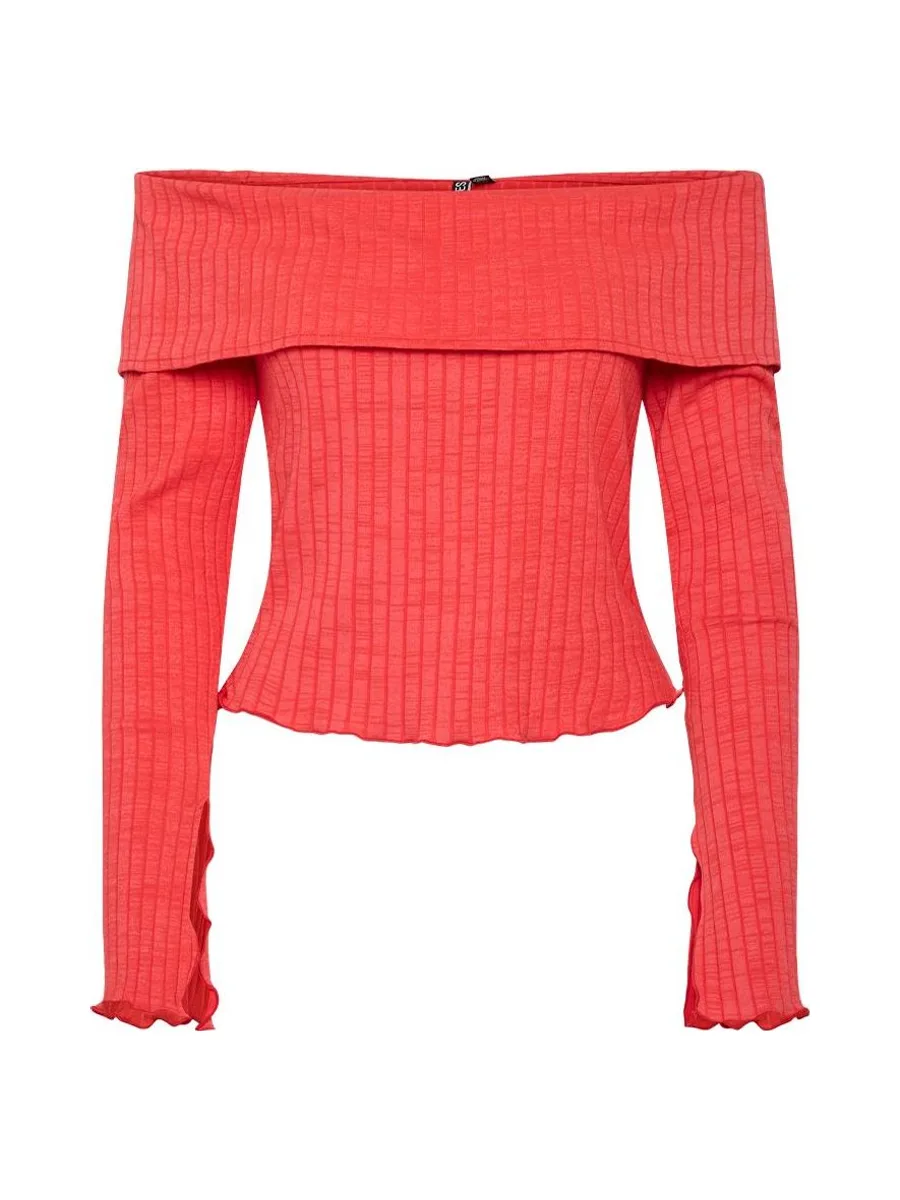 T-Shirt Rouge Femme Pieces Jazmine 2