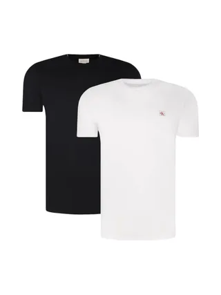 X2 T-Shirts Blanc/Noir Homme Calvin Klein Woven Label 1