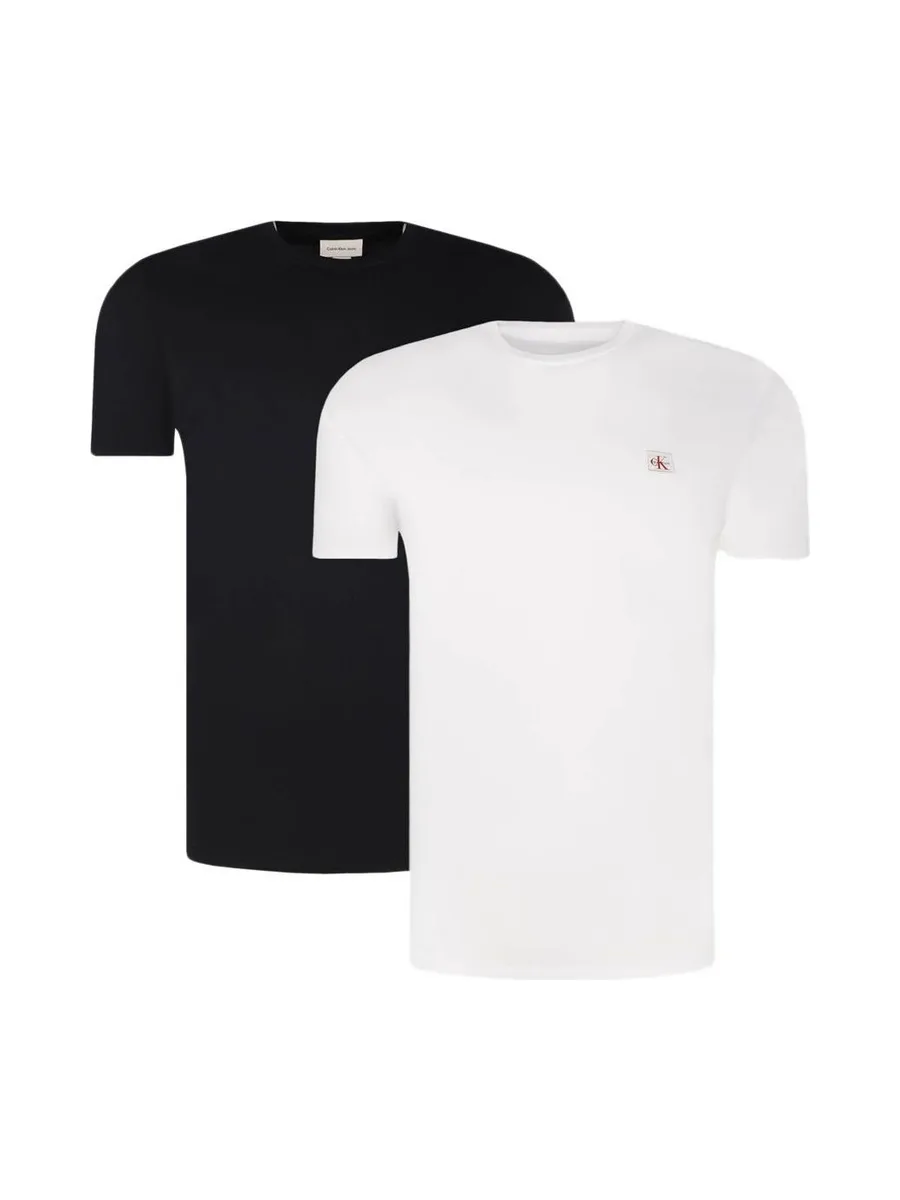 X2 T-Shirts Blanc/Noir Homme Calvin Klein Woven Label 2