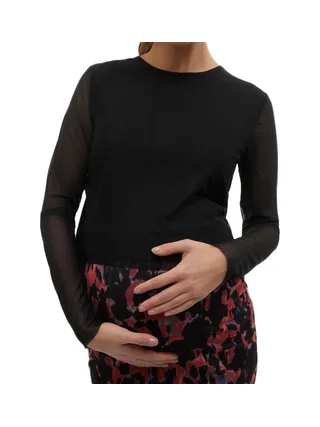 T-Shirt Manches Longues Noir Femme Mamalicious Lellis 1