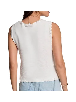 Gilet Sans Manches Blanc/Doré Femme Morgan MCLARI 2