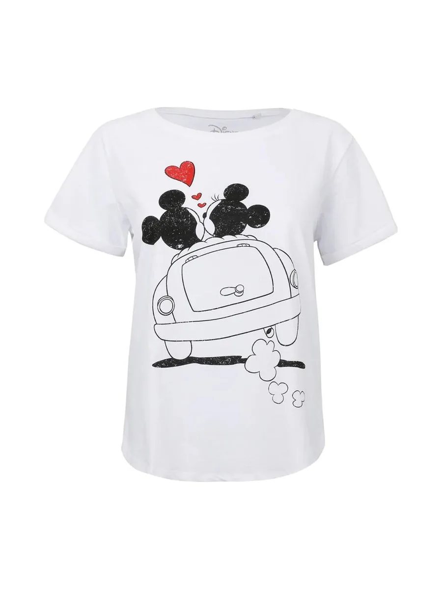 T-Shirt Blanc Femme Disney Mickey & Minnie Hearts 2